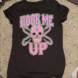 Black Graphic Tee with Skull Design